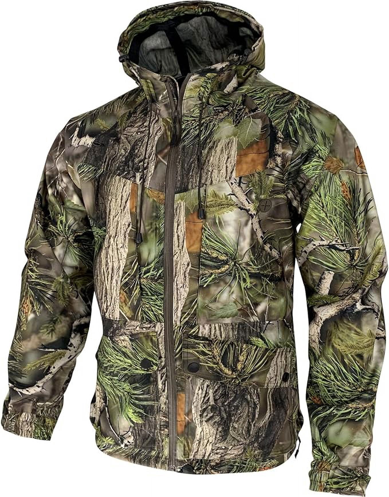 AYIN Hunting Camo Rain Suit, Breathable Waterproof Camouflage Rain Hooded Jacket and Pants with Wateproof Zippers (Size X Large)