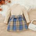 thumbnail image 7 of Elainilye Fashion Baby Girl Dress Knit Bubble Sleeve Long Sleeve Top with Bow Plaid Skirt Set, Sizes 6M-3Y, 7 of 7