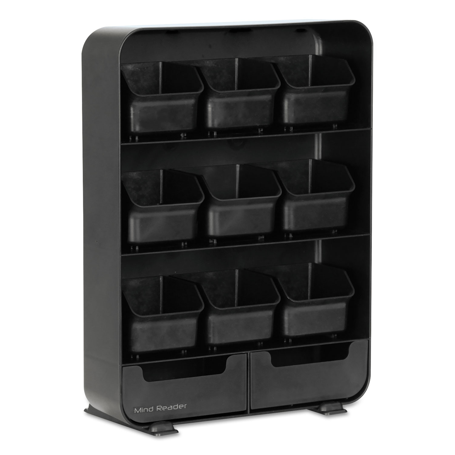 Mind Reader Baggy Nine-Drawer Tea Bag and Accessory Holder, 10.24 x 4.33 x 13.11, Black, Each