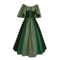 thumbnail image 2 of BLTIBY Womens Halloween Dress Flying Sleeve Gothic Retro Collision Slim Big Hem Dresses Off Shoulder Courtwear Green XXL, 2 of 3