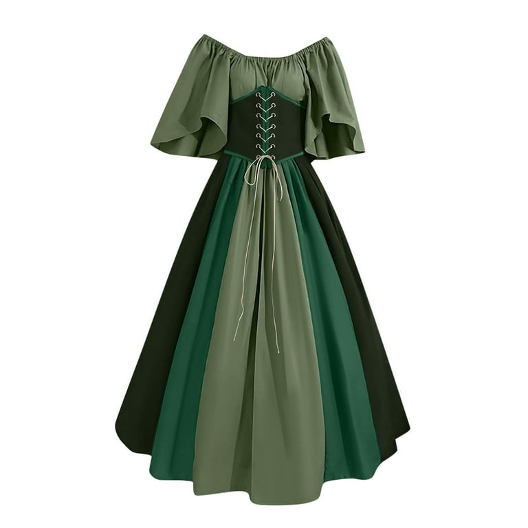 two tone green dress Short Sleeves Round A-Line Two Tone Formal Evening Dress – Movousdress main image 0