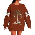 thumbnail image 3 of HUAXUN-Women's Christmas Gift Box & Ornament Tree Print Sweatshirt - Casual Loose Fit Hoodless Pullover with Festive Design for Holiday Comfort Wear(Brick Red,L), 3 of 5
