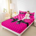 thumbnail image 2 of Manfei Black Dreamy Bow Fitted Sheet Full,Geometric Polka Dot Bed Set,3pcs,1 Fitted Sheet and 2 Pillowcases, 2 of 6