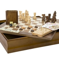 7-in-1 Classic Wooden Board Games Set - Family Game Night with Accessories