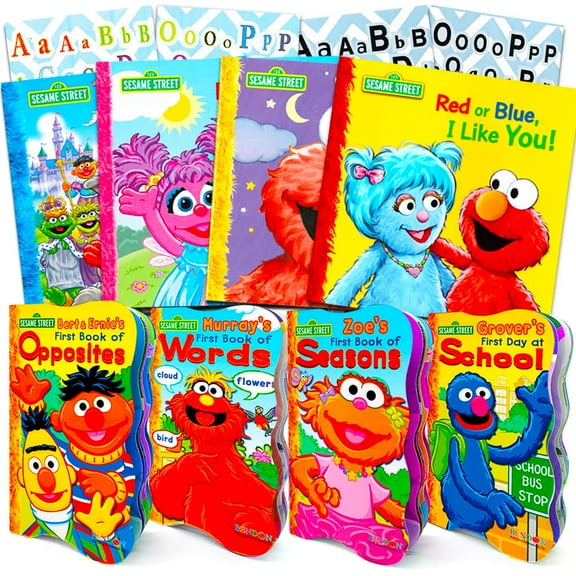 Sesame Street Ultimate Board Books Set for Kids Toddlers - Pack of 8 Board Books and Story Books with Alphabet Stickers (ABC Set)