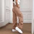 thumbnail image 3 of Dwellite Baggy Womens Cargo Pants High Waisted Open Leg Pants Hiking Lightweight Streetwear Trouser with Multiple Pockets Rose Gold 2XL, 3 of 4
