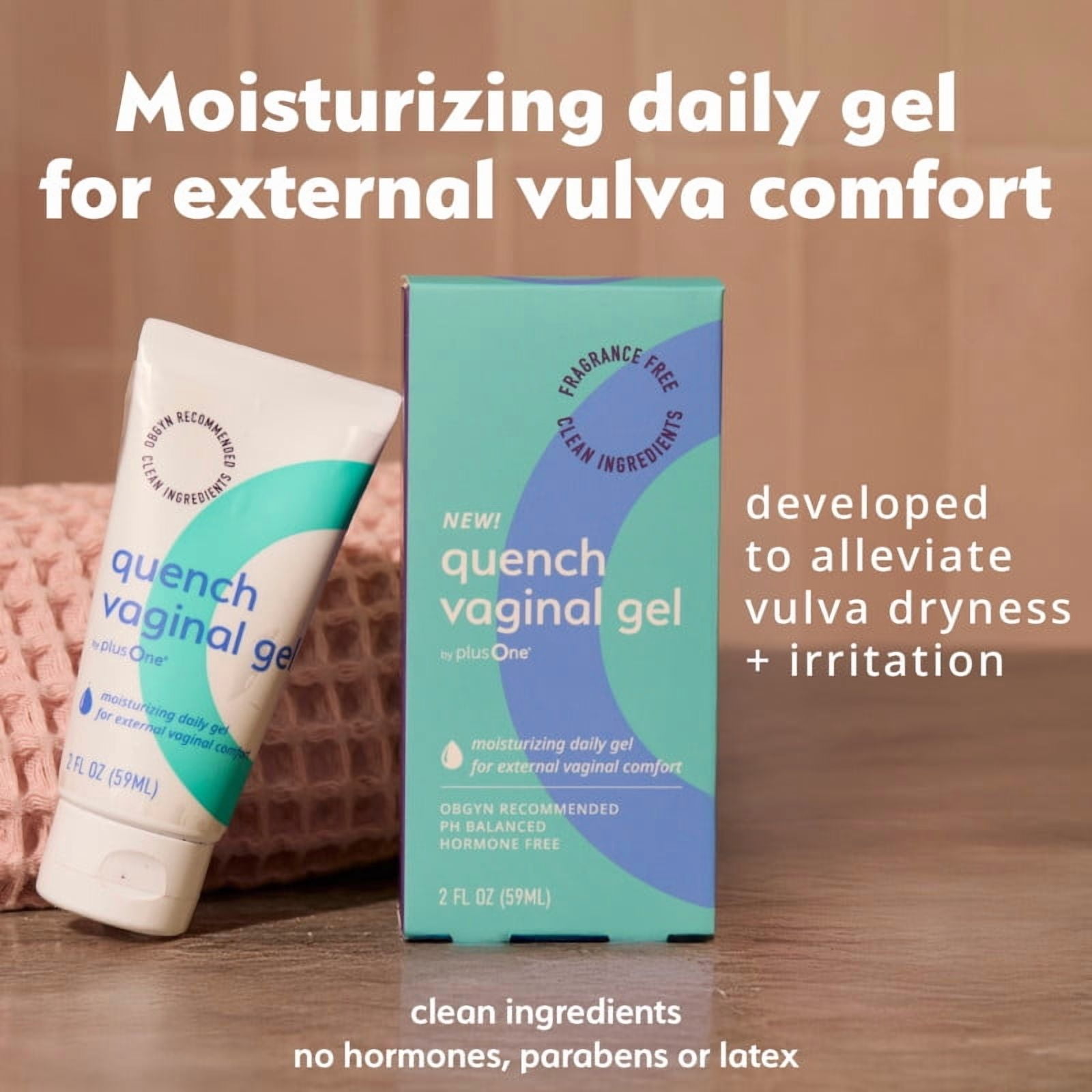 PlusOne Long Lasting Vaginal Moisturizer Gel – Hyaluronic Acid Vaginal Moisturizer for Vaginal Dryness – pH-Balanced Vaginal Care - Personal Lubricating Menopause Support for Wetness – 2 Fl oz
