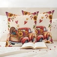 thumbnail image 3 of Fall Red Truck Outdoor Waterproof Pillow Covers, Thanksgiving Sunflower Turkey Maple Leaf Linen Decorative Square Throw Pillowcase Sofa Cushion Sham for Patio/Couch/Chair, 24"x24" 2 Pack, 3 of 8