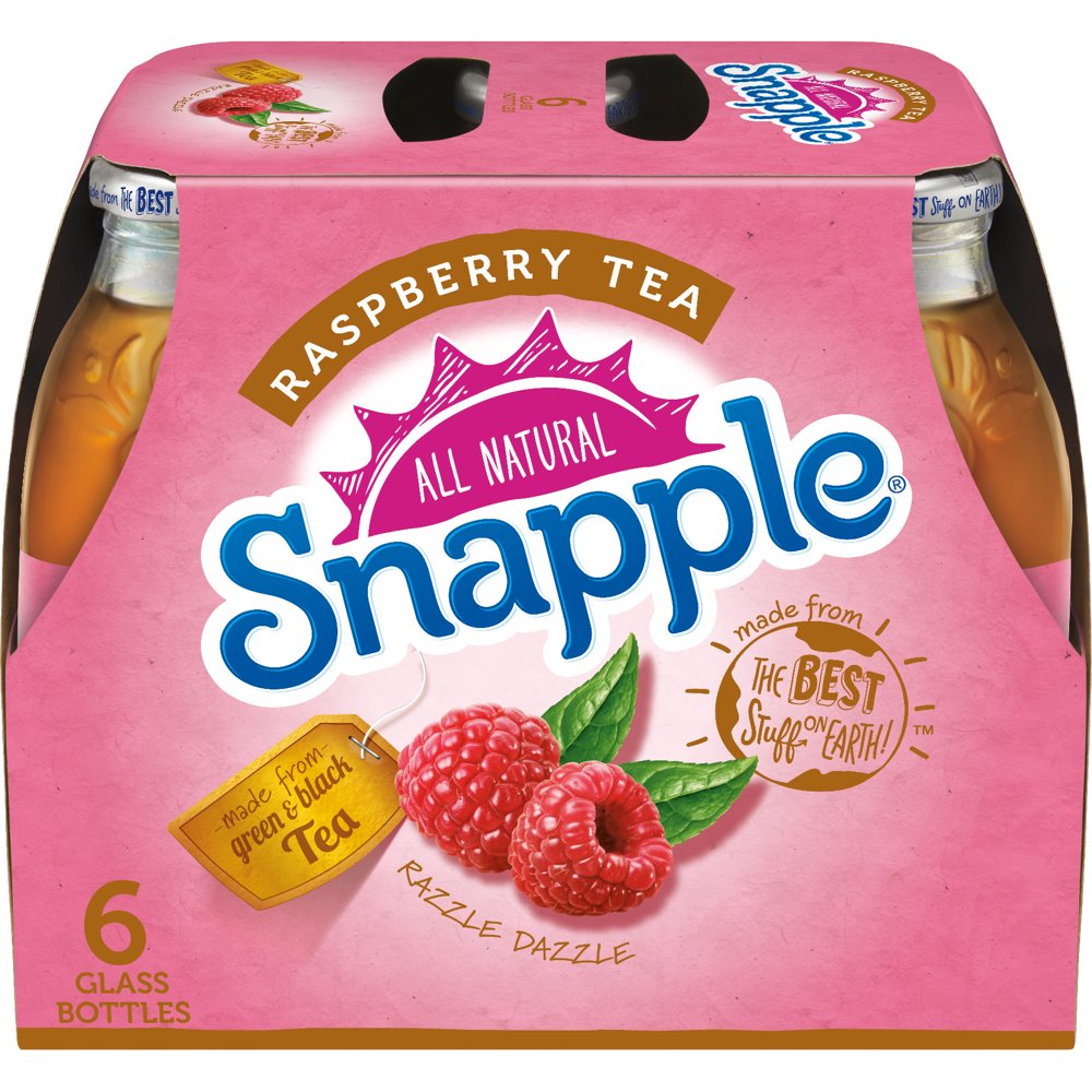 Snapple Raspberry Tea, 16 fl oz glass bottles, 6 pack