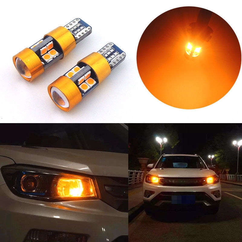 PartsSquare 2x 194 2825 168 T10 Amber 5730-SMD Led Parking Stop Light Bulbs For 2014 Ford 