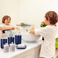 thumbnail image 6 of Navy Blue Bathroom Accessories Set of 9, Blue Bathroom Set with Trash Can, Soap Dispenser, Toothbrush Holder, Toothbrush Cup, Soap Dish, Toilet Brush, Tray and Q-tip Holders for Bathroom, 6 of 7