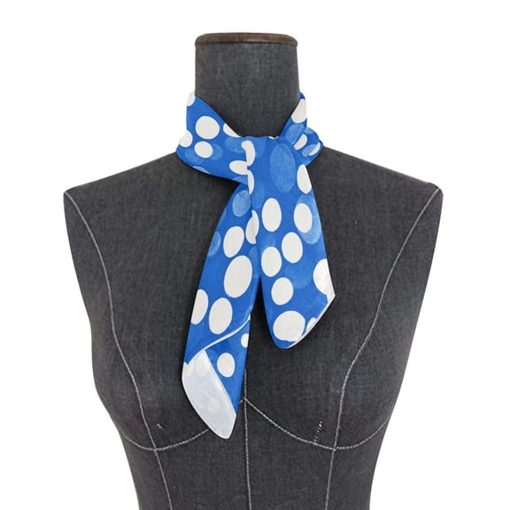 Square Scarf 24x24 Inch Blue White Polka Dot Silky Satin Sun Protection Neck Scarf for Women Multi-Purpose Head Wrap Bandana for Hair Bag Decoration
