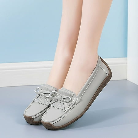 

Josdec Womens Shoes Clearance Versatile Flat Shoes Soft Bottom Large Size Solid Color Shoes Leather Shoes