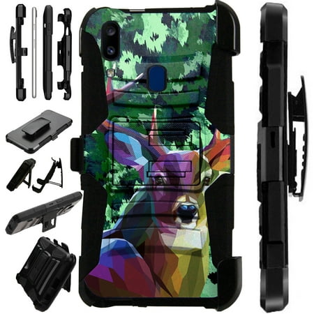 Compatible Samsung Galaxy A20 (2019) Case Armor Hybrid Phone Cover LuxGuard Holster (Deer (Best Day To Hunt Deer 2019)