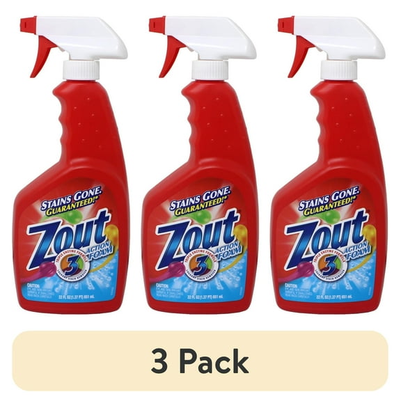 (3 pack) Zout Laundry Stain Remover, Foam Action, Triple Enzyme, 22 oz.