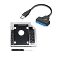 thumbnail image 2 of 2 Pcs Accessories: 1 Pcs SATA 2Nd HDD HD SSD Enclosure Hard Drive Caddy Case Tray & 1 Pcs SATA Hard Drive Adapter Cable, 2 of 4