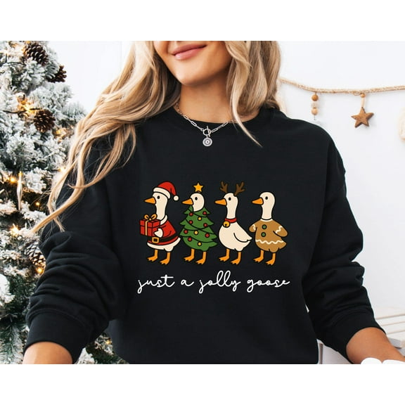 Velto Happy Holiday Goose Sweatshirt, Girls Happy Holiday Sweater, Just a Jolly Goose Sweater,Goose Sweater, Goose Happy Holiday ,Happy Holiday Party Crewneck All Size S-5XL