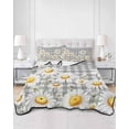 thumbnail image 2 of Quilt King Size Bedding Set, Spring White Daisy Reversible Summer Quilt 3 Pieces, Farmhouse Floral Gray Buffalo Plaid Lightweight Bedspreads Coverlets with 2 Pillow Shams for All Seasons, 2 of 5