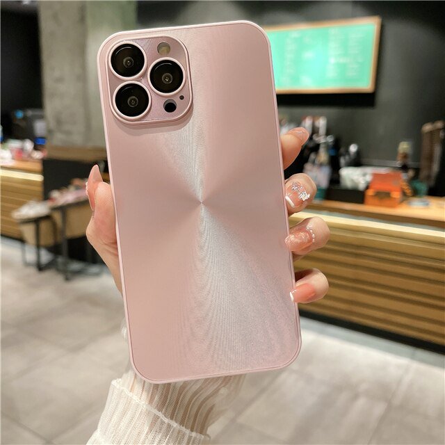 Funda de teléfono con marco cuadrado de silicona para iPhone 14 Pro Max, carcasa protectora de lente de lujo con líneas de CD deslumbrantes para iPhone 11 12 13 14Plus Fivean unisex