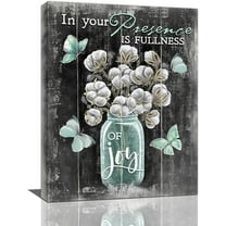 Butterfly Cotton Bathroom Wall Art Teal Butterfly Floral Pictures Wall Decor Farmhouse Rustic Cotton Canvas Prints Artwork Painting Modern Home Decorations For Bedroom Living Room Framed 12"x16"