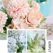 KIRIFLY Artificial Flowers, Fake Peony Silk Hydrangea Bouquet Decor Plastic Flower Arrangements Wedding Decoration Table Centerpieces(Blue)