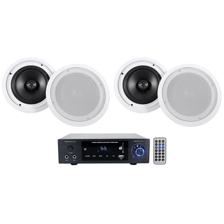 Rockville BLUAMP 150 Home Stereo Bluetooth Receiver + (4) 8" Ceiling Speakers