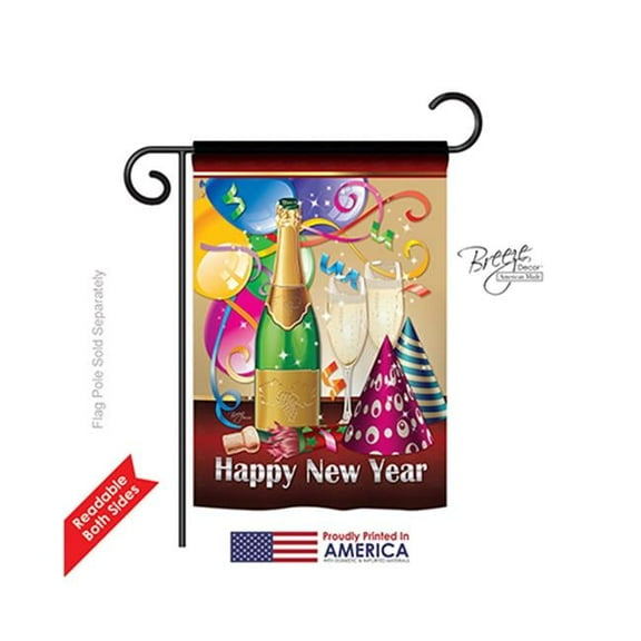 Breeze Decor 66008 New Year Happy New Year 2-Sided Impression Garden Flag 13 x 18.5 in.