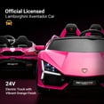 thumbnail image 3 of Track Seven 24V 2-Seater Ride on Car, Licensed Lamborghini Revuelto Electric Car with Remote Control, Music, LED Lights, Key Start, Spring Suspension, Max Speed 4.3mph, 24V Ride on Toy Car, Pink, 3 of 10