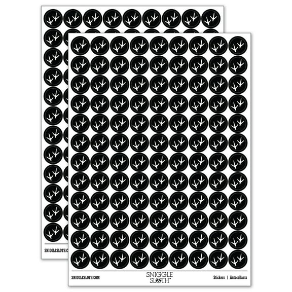 Chicken Footprints Tracks 200  Round Stickers - Black - Gloss Finish - 0.50" Size