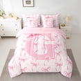thumbnail image 2 of Castle Fairy Monogrammed Letter 7pcs Bedding Comforter Set for Kids,Bow Alphabet Queen Bedding Sets Super Cozy,Dreamy Princess Queen Sheet Sets,Super Cozy Room Decor, 2 of 8