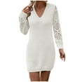 thumbnail image 2 of WJHWSX Womens Fall Dresses,Casual Dresses for Women,Fall Dresses for Women 2025,Long Sleeve,V Neck,Soft,Solid,M(US:6), 2 of 9