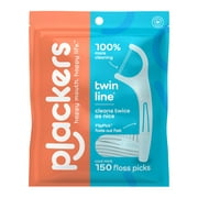 Plackers Twin Line Dental Floss Picks, Cool Mint, 150 Count