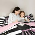 thumbnail image 5 of Manfei Princess Dress Child Queen Comforter Set, Black White Fashion Stripes Bedding Sets, Romantic Rose Reversible Bedding Comforter Set, Microfiber Bedroom Decor, 3 Pieces, 5 of 8