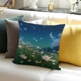 thumbnail image 3 of SHANXI Spring Throw Pillow Covers Square Night Sky Star Nature Scenery Grass Botanical Aesthetic Floral Blue Green Velvet Comfortable Decorative Bedroom 12x12in, 3 of 5