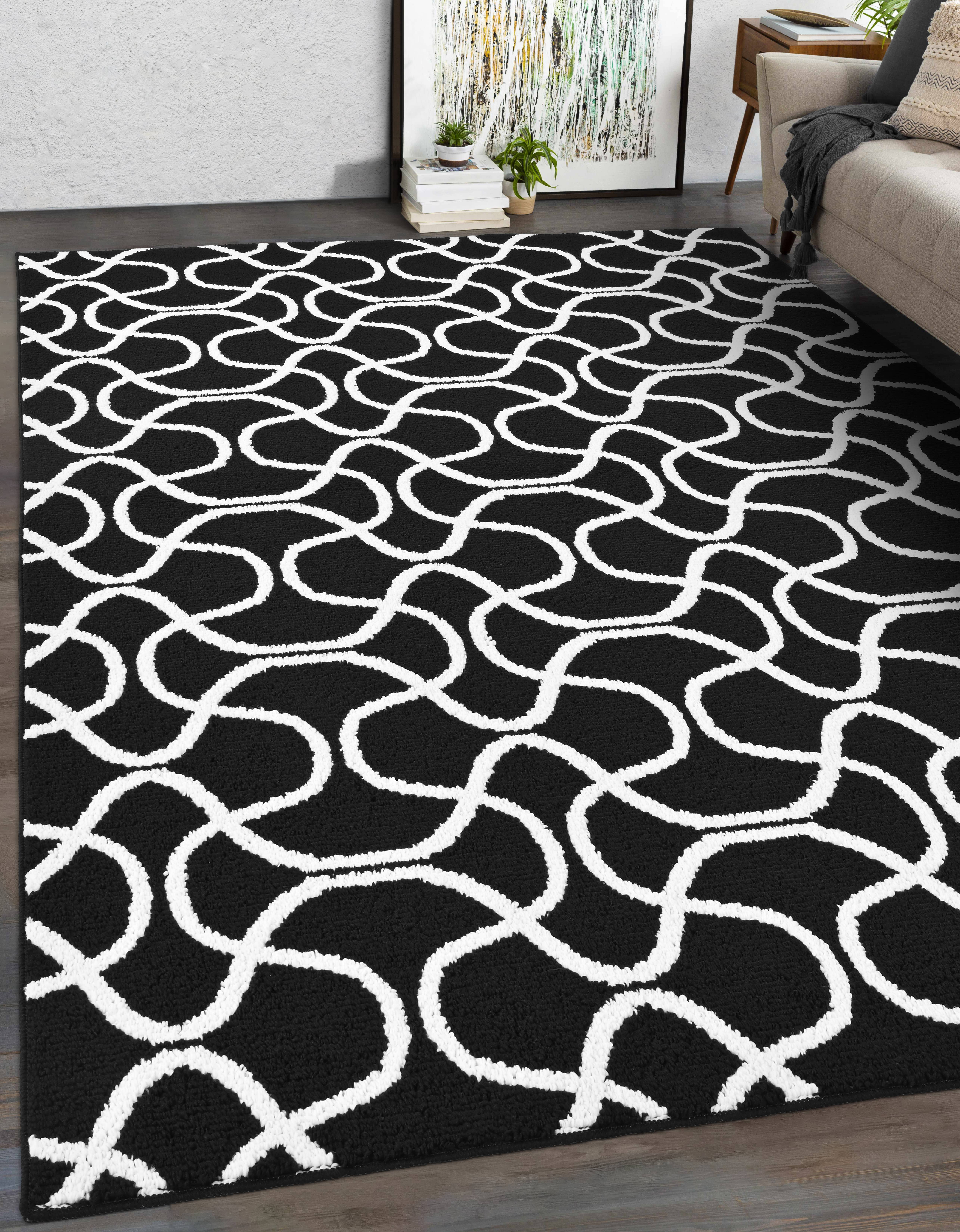 Mainstays Drizzle Black/White Indoor Area Rug, 6' x 9'