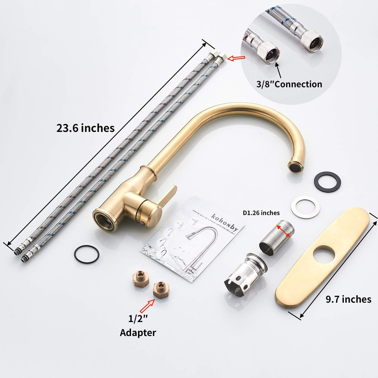 Kitchen Faucet ，Modern High Arc Bar Sink Faucet ，Commercial Stainless Steel Kitchen Sink Faucet One Hole with Deck