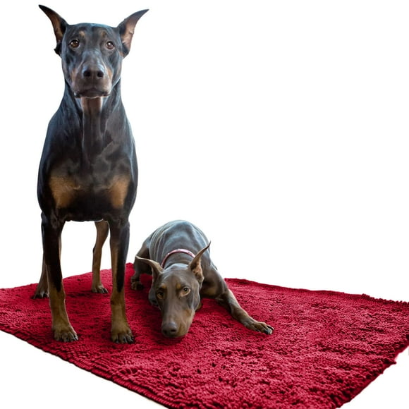 Soggy Doggy Doormat Plain Solid Color Design | Cranberry | Extra-Large 36” x 60” | Ultra Absorbent Microfiber Chenille Wet Dog Mat for Muddy Paws | Non-Slip and Machine Washable