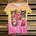 thumbnail image 3 of Women's Plus Size Valentine's Day T-Shirt Cute Cat Printed Short Sleeve Graphic Tee Festive Casual Top,S,B, 3 of 5