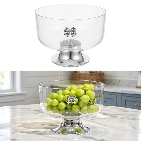 Renyuanyuan Acrylic Trifle Bowl with Pedestal, Clear, for Cakes, Pastries, Fruits, Salads, Party Serving