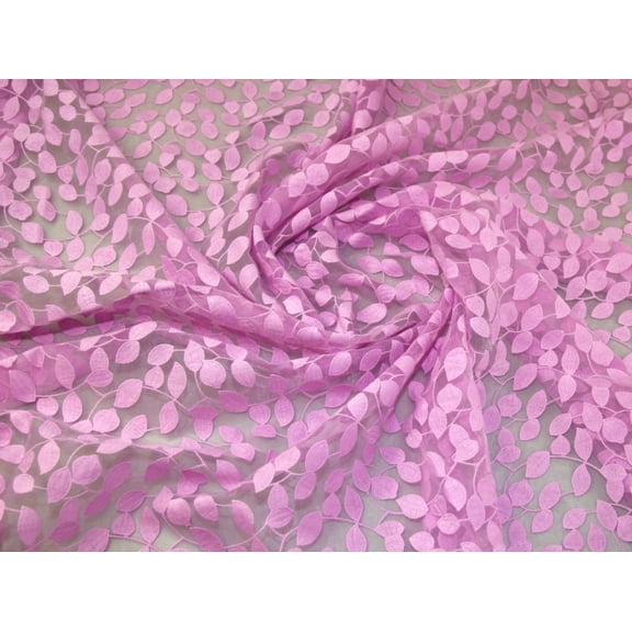 Minerva Embroidered Organza Fabric Pink - per yard