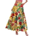 thumbnail image 4 of Women's High Waisted Maxi A-Line Skirt Floral Print Boho Style Flowy Swing Long Skirt with Pockets Casual Summer Beach Vacation Apparel Breathable Lightweight Elegant Bottoms, 4 of 9