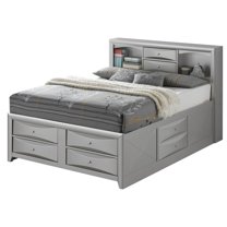 Passion Furniture PF-G1503G-KSB3 Marilla Silver Champagne King Panel Beds