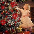 thumbnail image 2 of 12 Pieces Glitter Christmas Tree Decoration, Christmas Tree Decoration Ornament Christmas Flower Decor, Christmas Tree Pendant (Red, 16 cm), 2 of 4