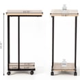 thumbnail image 6 of JJS Side End C Table for Sofa, Living Room Couch Table Snack Table That Slide Under for Small Spaces, Smoky Grey, 6 of 7