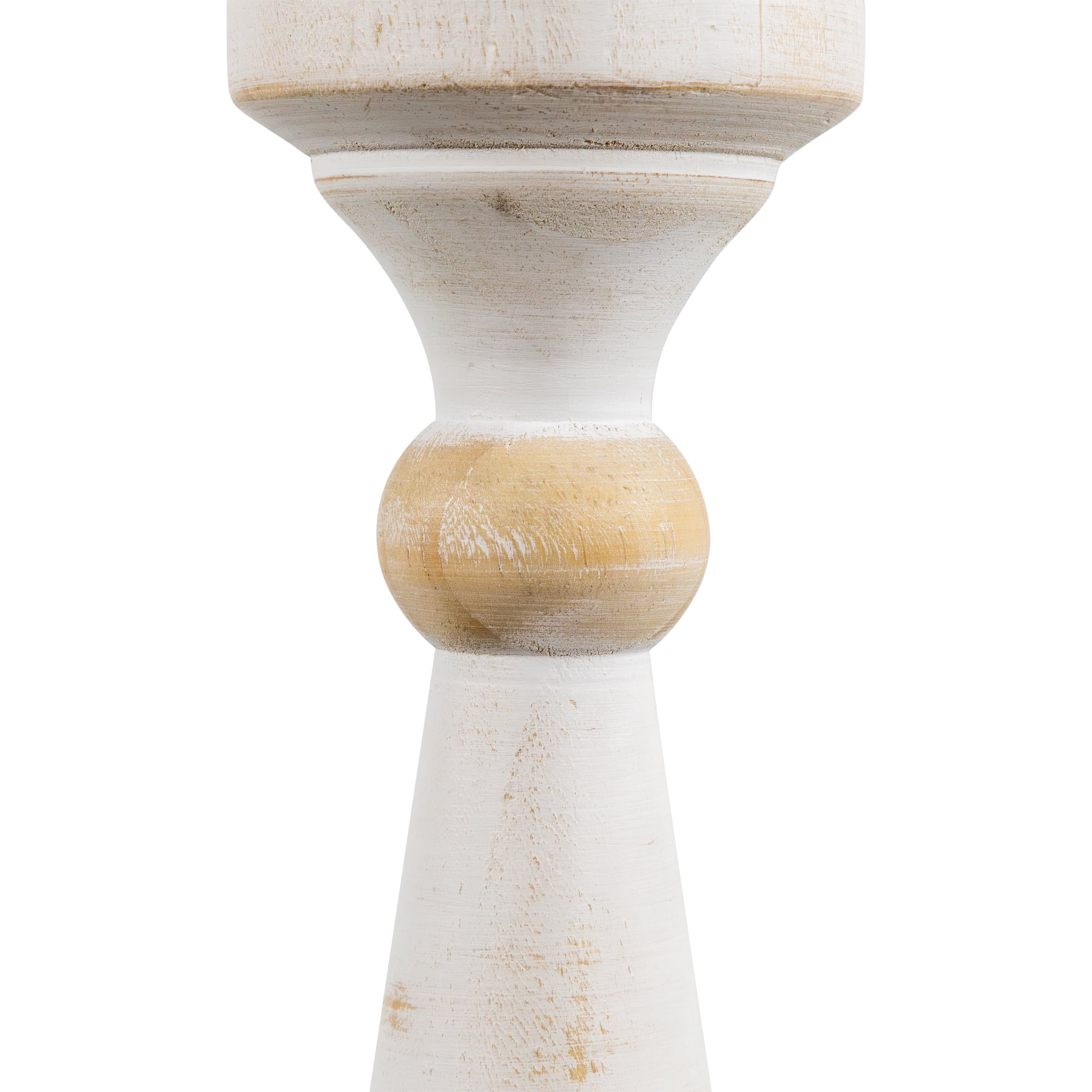 Northlight Wooden Pedestal Pillar Candle Holder - 12" - Brushed Antique White