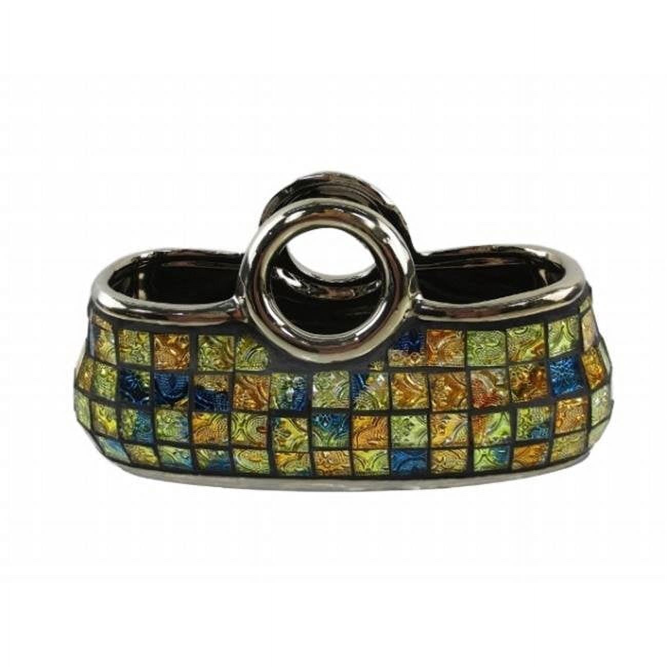 Purse Decorative Ceramic & Glass Flower Vase - 14.5 x 5.5 x 8.5 in.