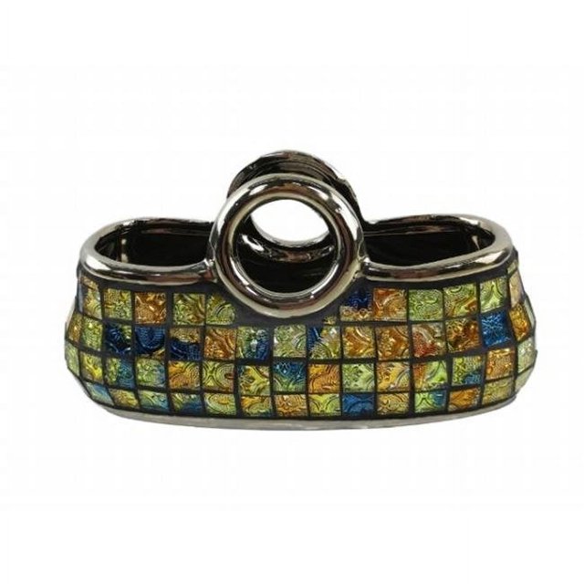 Purse Decorative Ceramic & Glass Flower Vase - 14.5 x 5.5 x 8.5 in.