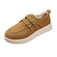 thumbnail image 2 of SYMOID Womens Comfortable Vintage Double Buckle Casual Shoes - Non-Slip Pu Walking Shoes for All-Day Wear, Brown, Wide Size 36-43,Size 39, 2 of 9