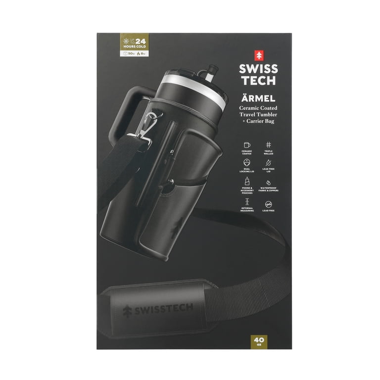 Swiss Tech 40 oz Triple-Walled Ceramic Travel Tumbler, Black photo 4