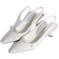 thumbnail image 5 of Women Kitten Heels Slingback Low Heel Pumps Dress Shoes for Women Closed Pointed Toe Pearl Heels for Work Wedding Bridal, 5 of 8
